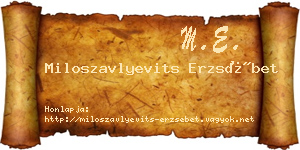 Miloszavlyevits Erzsébet névjegykártya