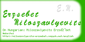 erzsebet miloszavlyevits business card